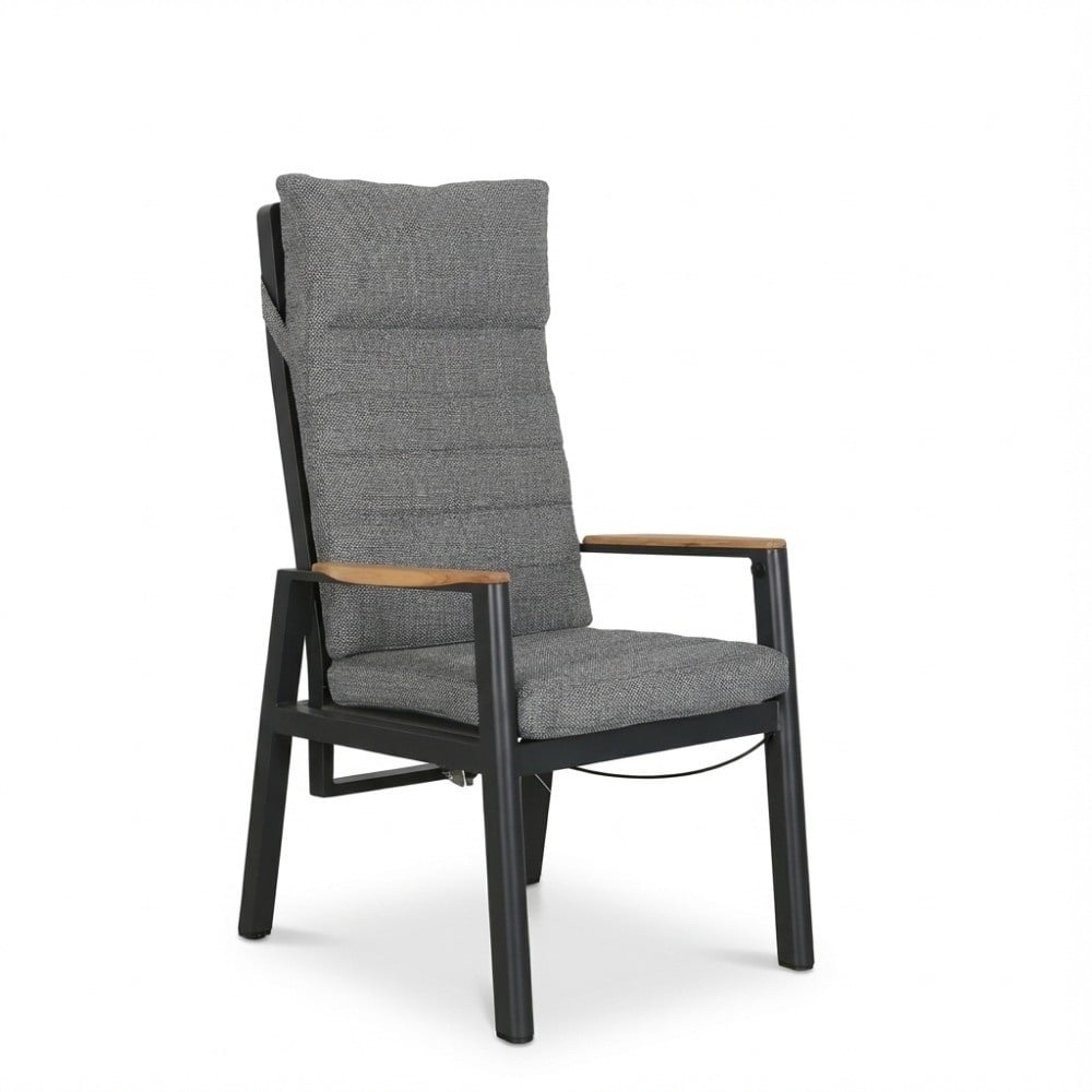 brighton dining tuinstoel | aluminium + teak | antraciet