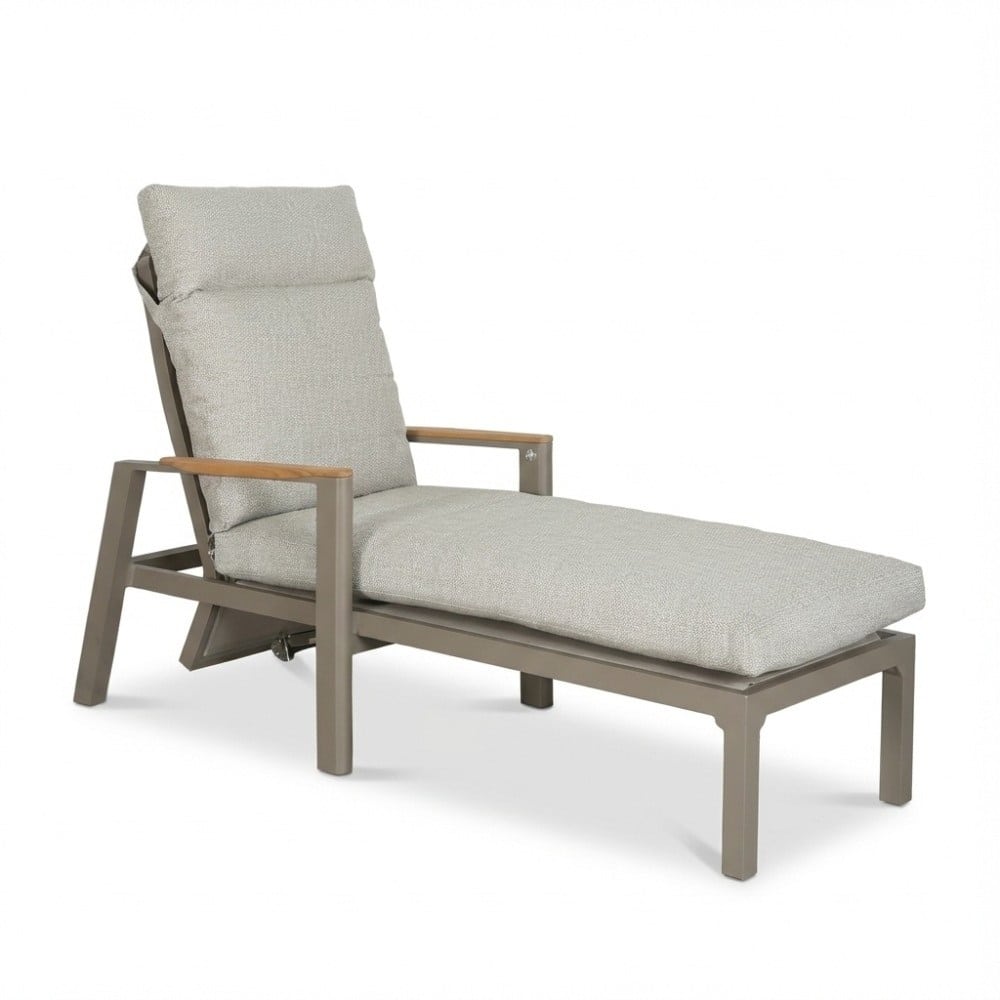 brighton ligbed | aluminium + teak | beige | 179cm