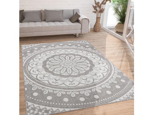 Buiten Vloerkleed Grijs Oosters Marokkaans Berber Mandala - 120x160 cm