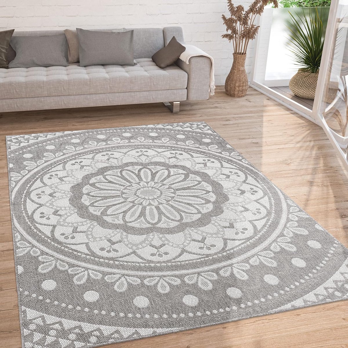 buiten vloerkleed grijs oosters marokkaans berber mandala 120×160 cm