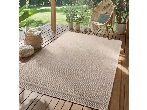 Buitenkleed Beige 140x200 cm Weerbestendig UV-bestendig Vloerkleed