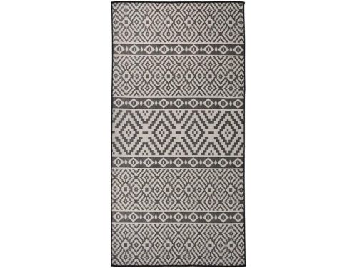 Buitenkleed met patroon plat geweven 100x200 cm zwart