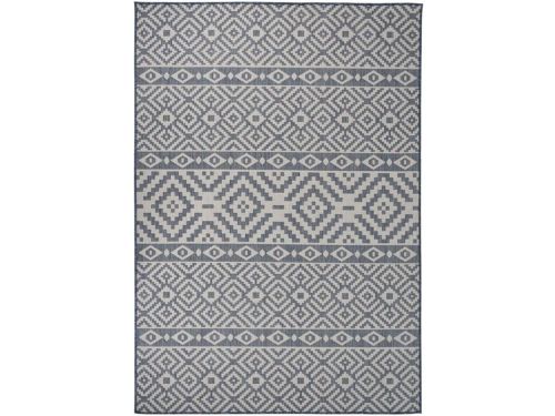 Buitenkleed plat geweven met patroon 160x230 cm blauw