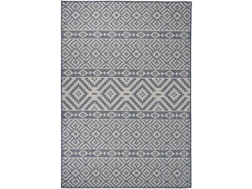 Buitenkleed plat geweven met patroon 160x230 cm blauw