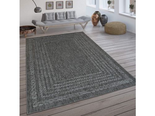Buitenkleed Platte Weefsel Scandinavisch Patroon Sisal Look Grijs 120x170 cm