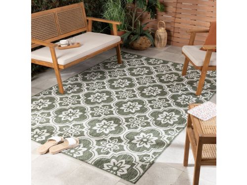Buitenkleed - Rio Flower Groen - 200x290cm