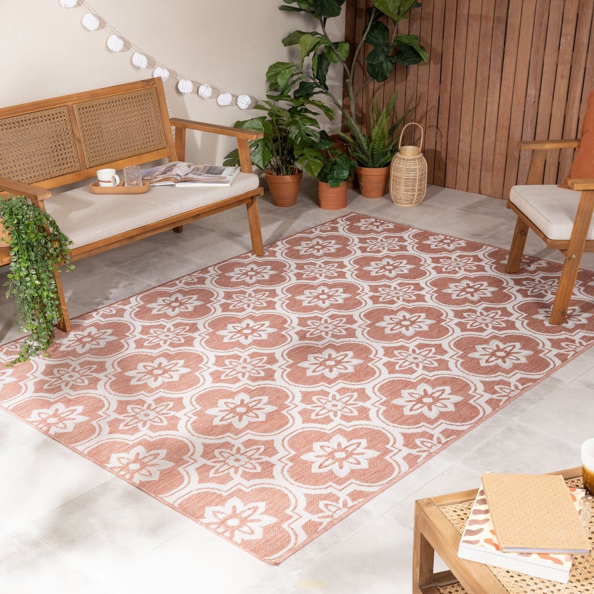 buitenkleed rio flower roze 200x290cm