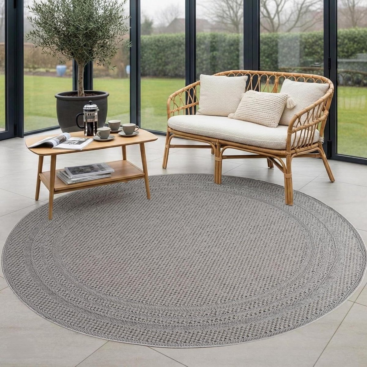 buitentapijt rond terrastapijt buitenkleed buiten zitten weerbestendig