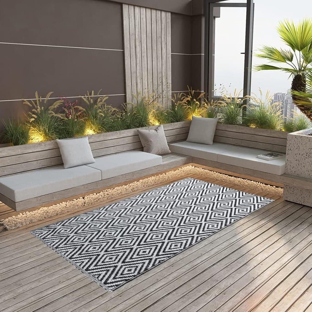 buitentapijt terrastapijt buitenkleed buiten zitten dubbellaags jacquard