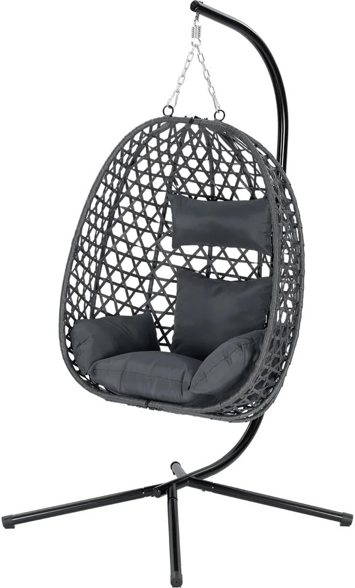 bukkitbow hangstoel met standaard hagend ei van rotan