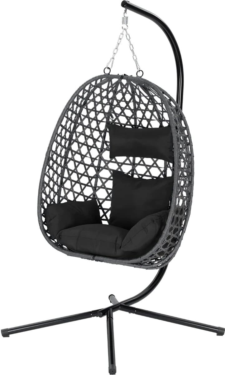 bukkitbow hangstoel met standaard hagend ei van rotan