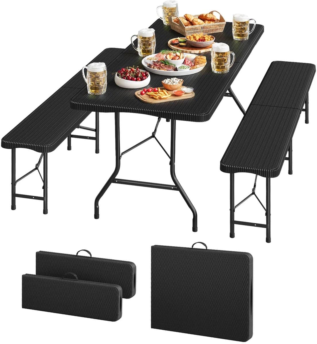 bukkitbow opvouwbare picknickset 3 delig rattan look 180cm