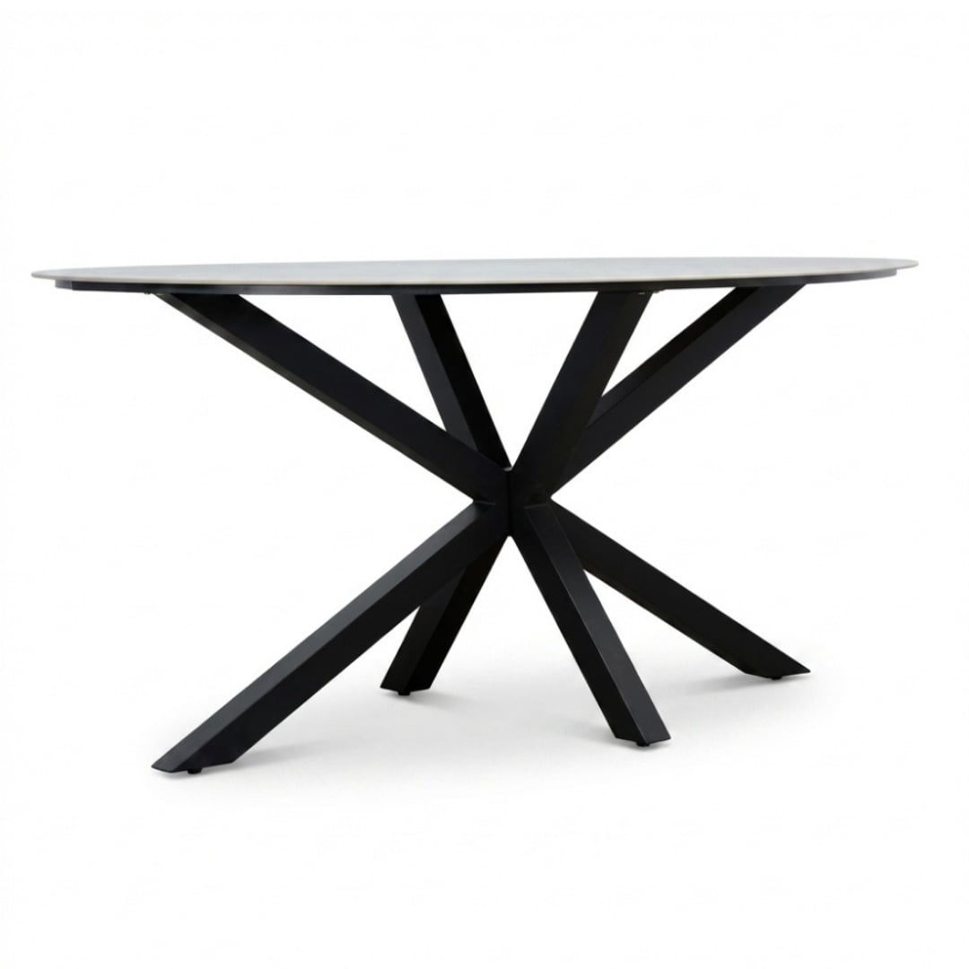 calma dining bartafel 6 personen | sintered stone + aluminium | marble grey | 240cm ovaal