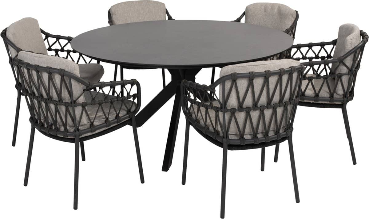 calpi locarno dining tuinset 160 cm rond 7 delig hpl