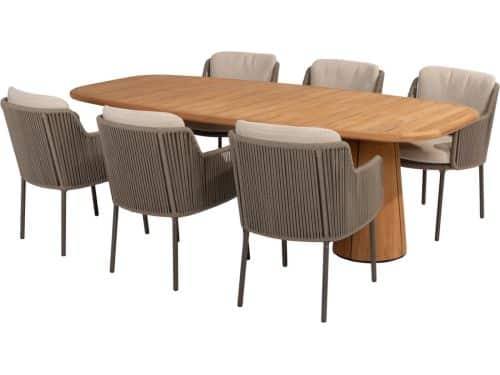 Capri Bernini dining tuinset 240x110xH75 cm 7 delig teak barrel
