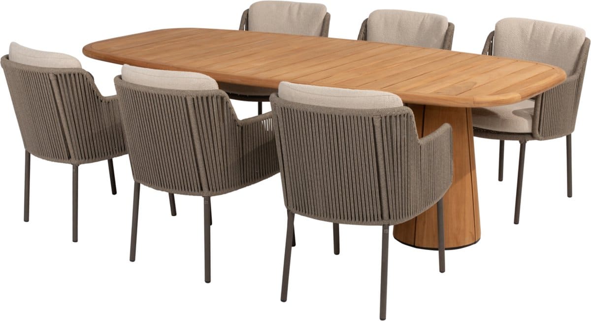capri bernini dining tuinset 240x110xh75 cm 7 delig teak barrel