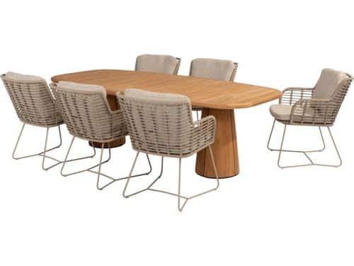 Capri Fabrice dining tuinset 7 delig 240x110xH75 cm teak latte