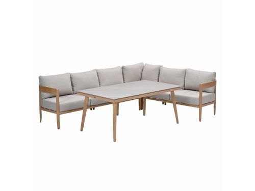 Carrara lounge-diningset - 5-dlg. - light teaklook - sand