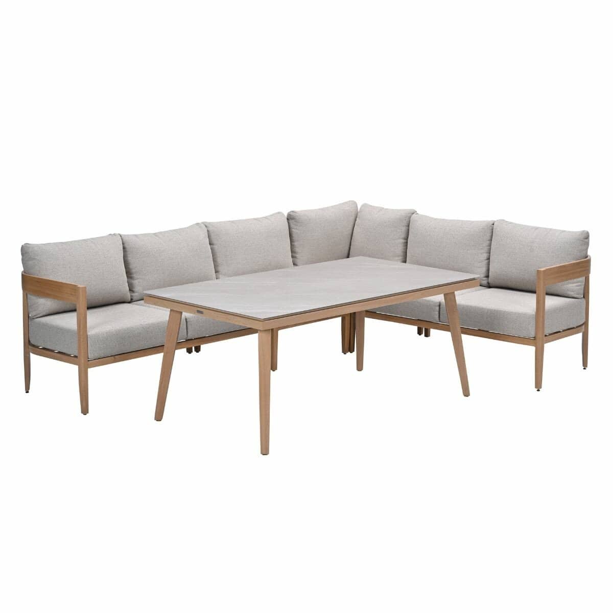 carrara lounge diningset 5 dlg. light teaklook sand