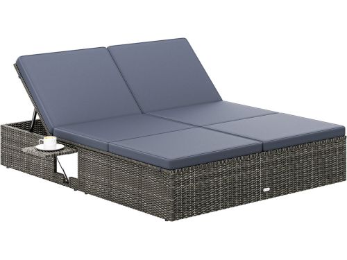 Casaria Ligbed - Tweepersoons Polyrattan 200x160cm Verstelbaar - Grijs