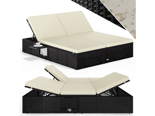 Casaria Ligbed - Tweepersoons Polyrattan 200x160cm Verstelbaar - Zwart