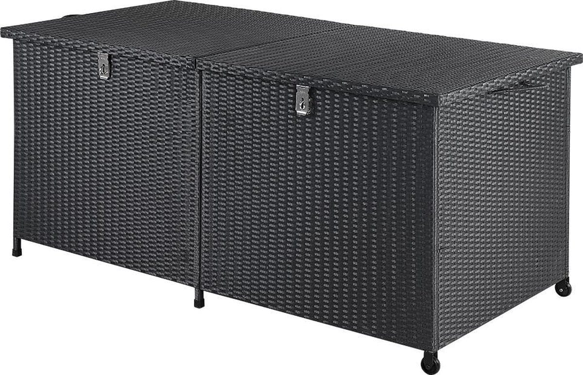 casaria tuinbox polyrattan xxl zitbank 150cm 625l uv bestendig