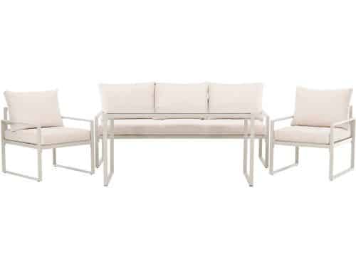 Catania lounge set 1 eettafel, 1 bank, 2 stoelen beige.