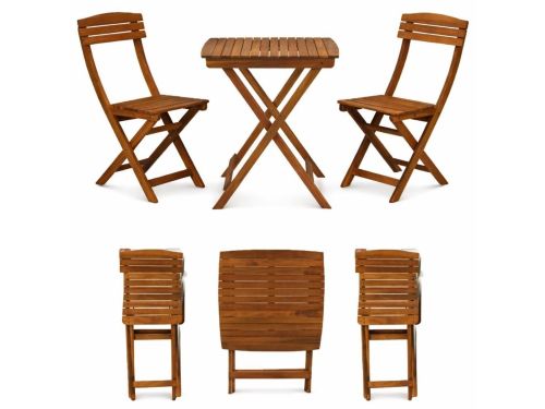 Ceruzo Bistroset 3-delig - Inklapbare Tuintafel met 2 Tuinstoelen