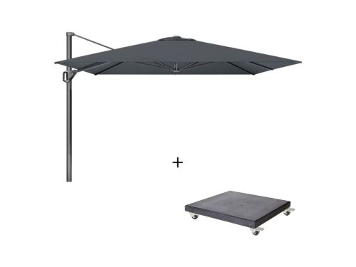 Challenger T¹ zweefparasol - premium doek | 350x350cm met Modena parasolvoet 120kg | Faded Black