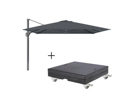 Challenger T¹ zweefparasol - premium doek | 350x350cm met Modena parasolvoet 150kg | Faded Black