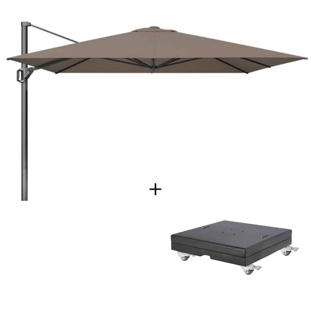 challenger t¹ zweefparasol premium doek | 350x350cm met modena parasolvoet 150kg | havana