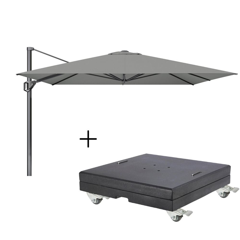 challenger t¹ zweefparasol premium doek | 350x350cm met modena parasolvoet 150kg | manhattan