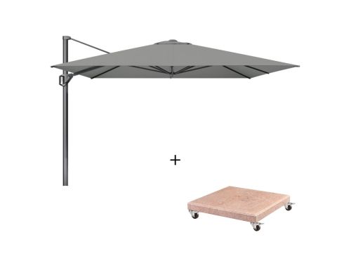 Challenger T¹ zweefparasol - premium doek | 350x350cm met Venezia parasolvoet 120kg | Manhattan