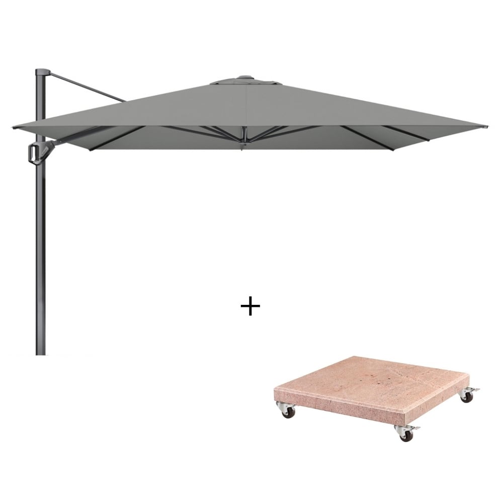 challenger t¹ zweefparasol premium doek | 350x350cm met venezia parasolvoet 120kg | manhattan