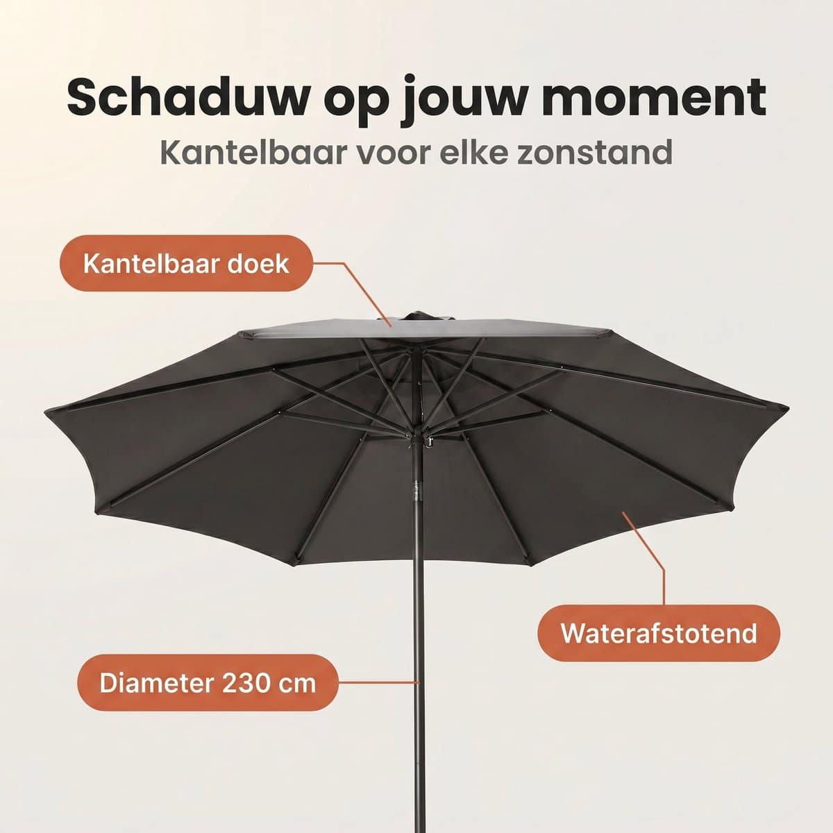 cheqo® parasol tuinparasol antraciet kantelbaar uv bescherming