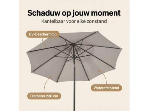 Cheqo® Tuinparasol Grijs - Stokparasol - Terrasparasol - Balkonparasol