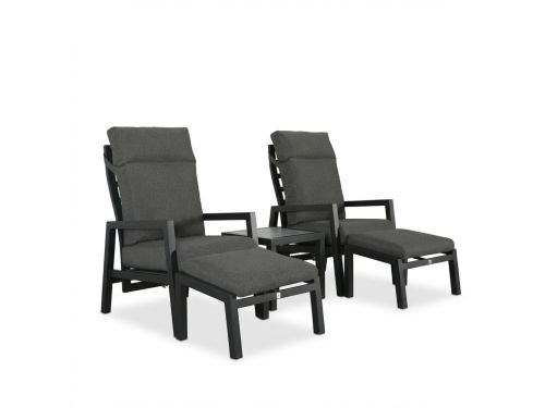 Chicago lounge balkonset - verstelbaar 2 personen | aluminium + keramiek | antraciet | 5-delig