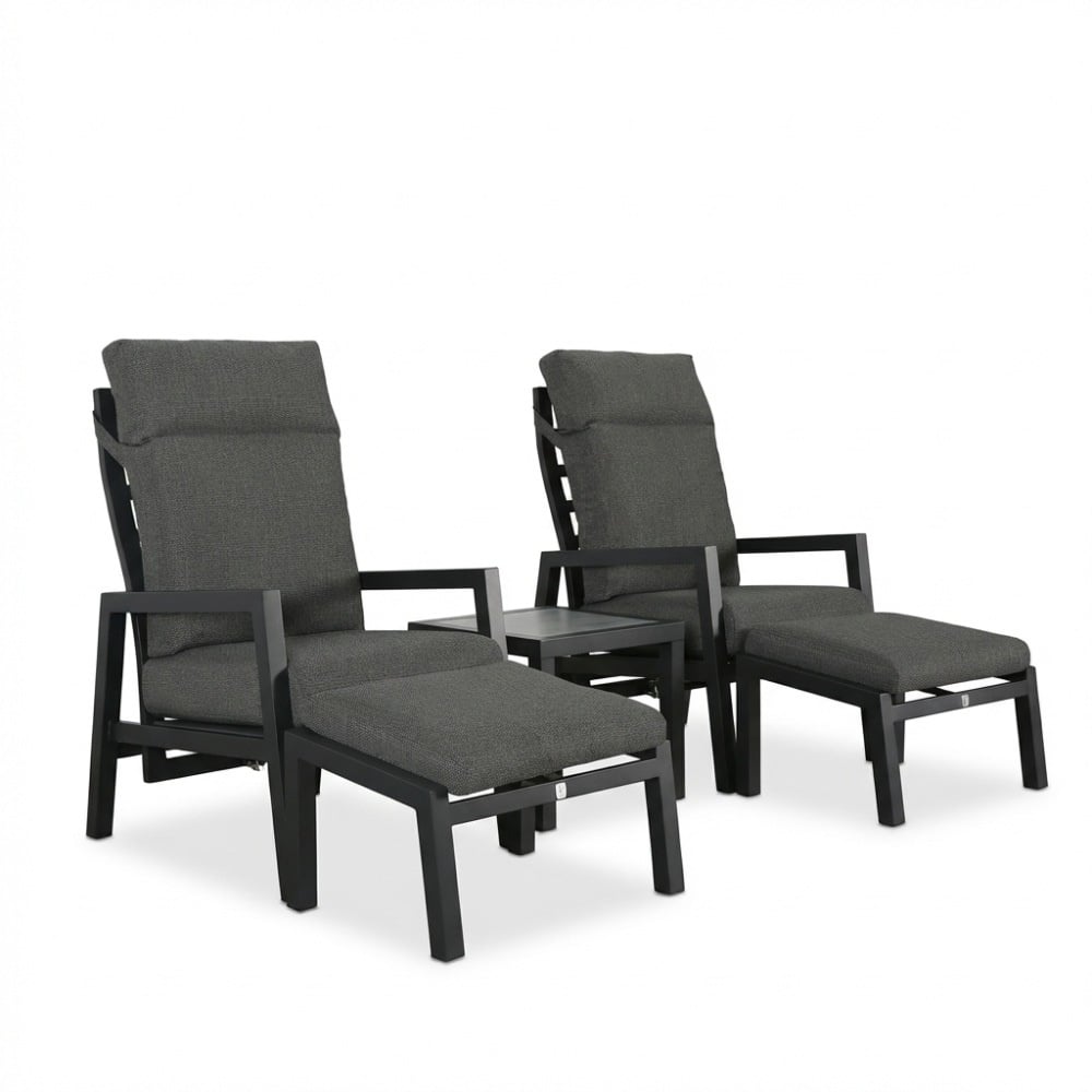 chicago lounge balkonset verstelbaar 2 personen | aluminium + keramiek | antraciet | 5 delig