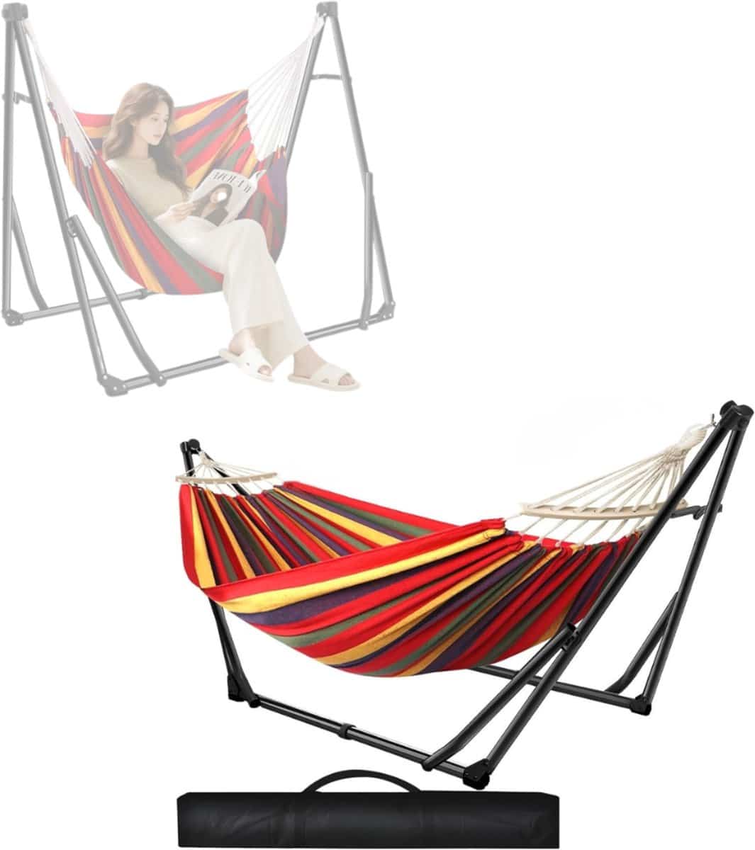 clvp® hangmat met standaard hangstoel inklapbaar tuin