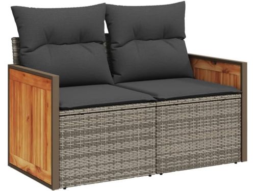 Comfortabele 2-zits tuinbank met kussens van polyratan in grijs