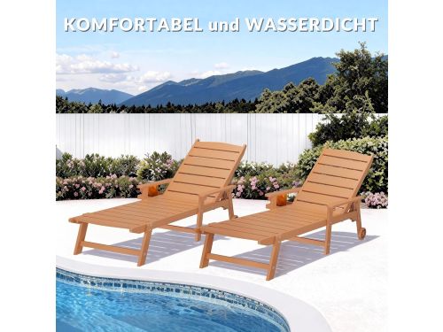 ComfortDeck Luxe 2m Ligstoel met Zijtafel en Wielen 194x62x95 cm