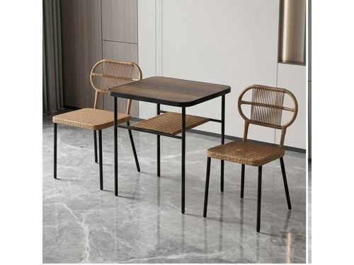 Compacte 2-persoons Balkon Bistroset Rotan Look met Tafel & 2