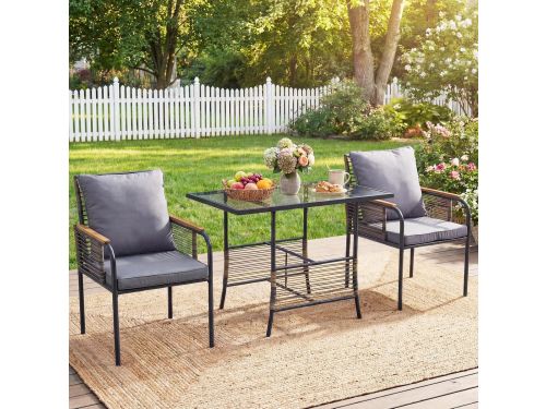 Compacte 3-Delige Rotan Balkonset met 2 Stoelen en Tafel