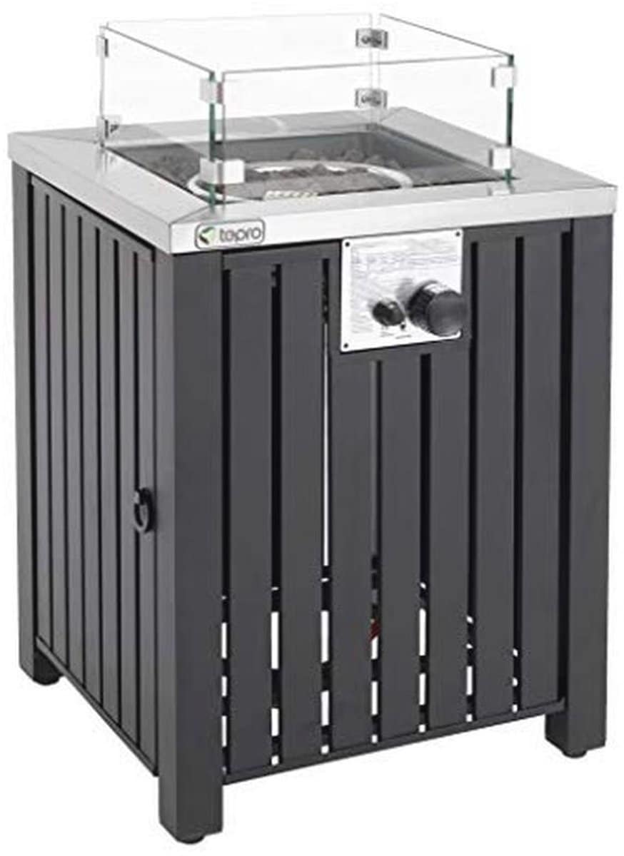 compacte gashaard met glazen rand en lavastenen voor buiten