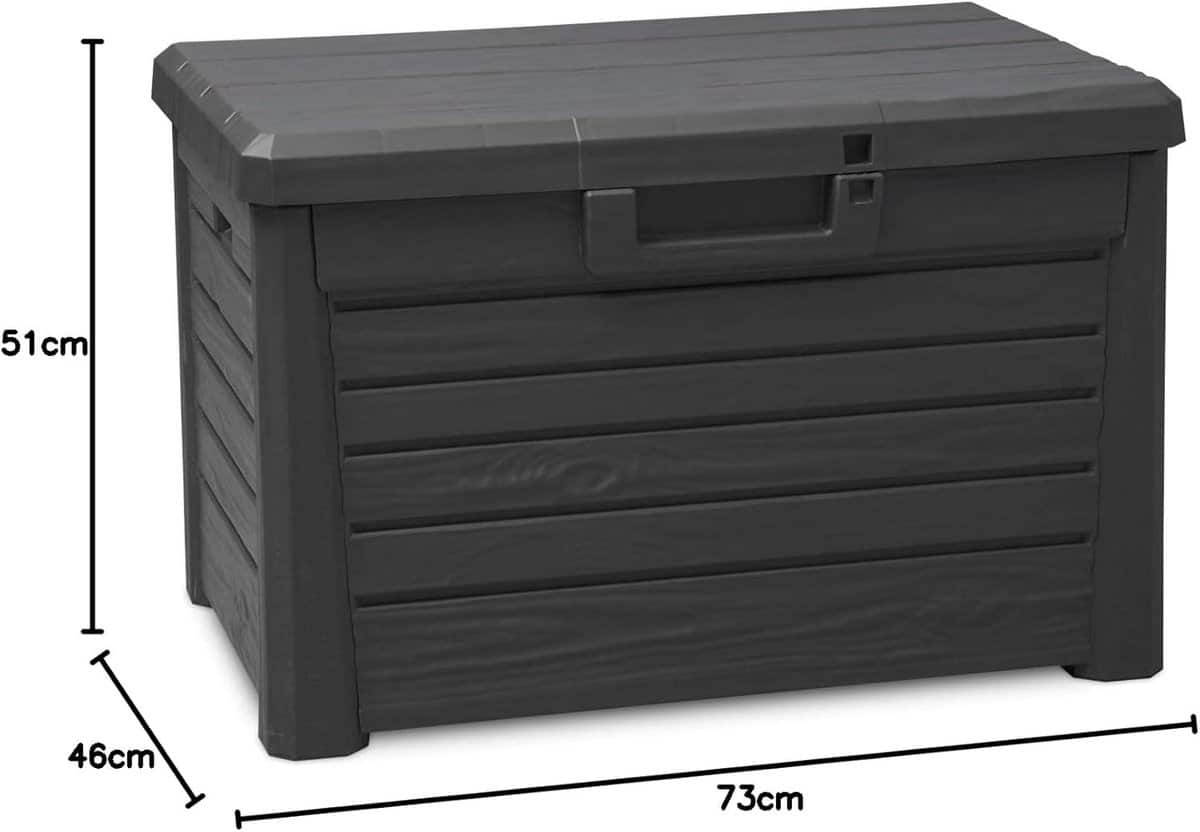 compacte kunststof opbergbox 120 l met deksel antraciet