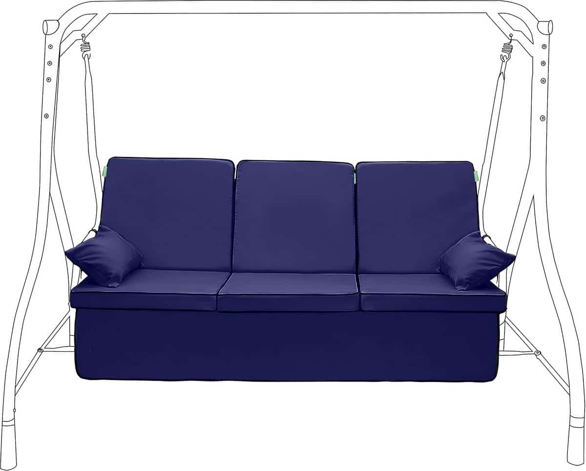 complete vervangende kussenset voor 3 zits schommelbank marineblauw