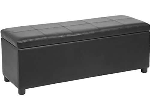 Corium Opbergbank met gewatteerde zitting 118x37x43 cm met opbergruimte zwart