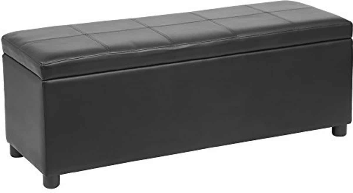 corium opbergbank met gewatteerde zitting 118x37x43 cm met opbergruimte zwart