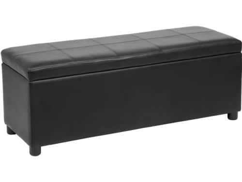 Corium Opbergbank met gewatteerde zitting 118x37x43 cm met opbergruimte zwart