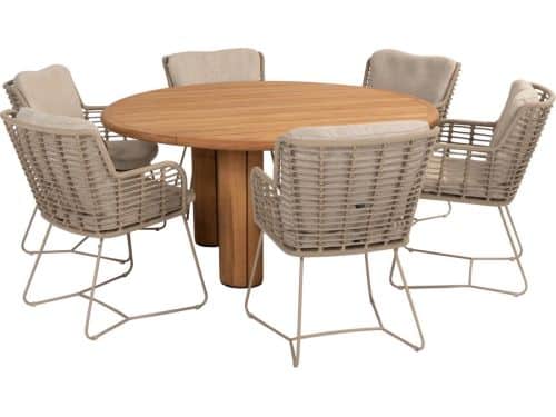 Corsica Fabrice dining tuinset 7 delig 160 cm rond teak